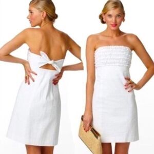 Lilly Pulitzer Strapless Franco Dress Textured White Women’s 10 Bridal Shower